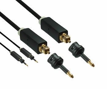 DINIC Toslink Kabel, 4mm Ø, schwarz, DINIC Monaco Range, HQ Stecker, schwarz, DINIC Box mit Euroloch, Länge 5,00m