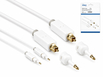 DINIC Toslink cable, 4mm Ø, white, DINIC Monaco Range, HQ plug, white, DINIC box with Euro hole, length 5.00m