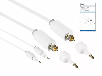 DINIC Toslink cable, 4mm Ø, white, DINIC Monaco Range, HQ plug, white, DINIC box with Euro hole, length 5.00m