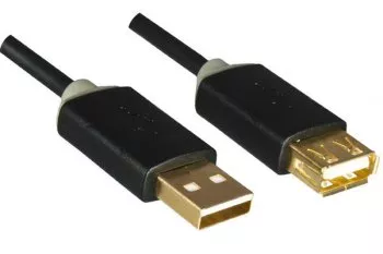 HQ USB 2.0 Extention A male to female, Monaco Range, black, 2,00m