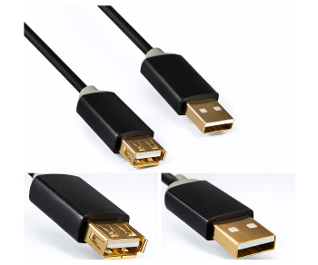 HQ USB 2.0 Verlängerung A Stecker auf Buchse, Monaco Range, schwarz, DINIC Blister, Länge 2,00m