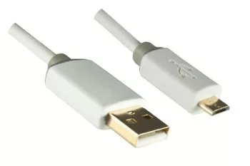 HQ Micro USB-kabel A hane til micro B hane, Monaco Range, hvit, 0,50 m, DINIC Blisterpakning