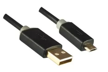 HQ Micro USB kábel A hím és B hím micro USB kábel, Monaco Range, fekete, 2.00m, DINIC Blister