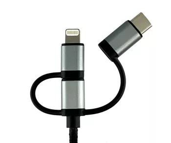 USB 3 in1 premium data-/oplaadkabel, 1,00 m USB A naar 1x USB C / 1x Micro USB of 1x Lightning