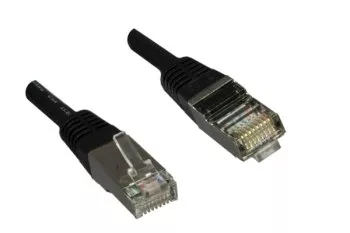 DINIC кросоувър кабел Cat.5e, FTP, екраниран, 3 м RJ45 St./St. защита от прегъване, освобождаване от напрежение, черен