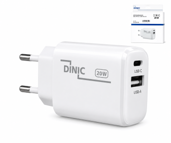 USB C+A Ladegerät/Netzteil 20W, PD, weiß, Box Power Delivery, weiß, DINIC Box mit Euroloch