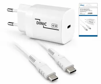 Caricabatterie USB C 45 W + cavo da USB-C a C, caricabatterie rapido con PD3.0 e PPS + cavo di ricarica USB-C, bianco, 1,5 m
