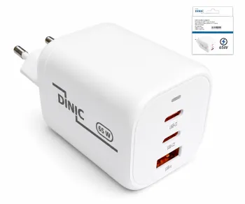 Încărcător/alimentator DINIC USB C/C/A 65 W Încărcare rapidă Power Delivery 3.0, tehnologie PPS, cutie DINIC
