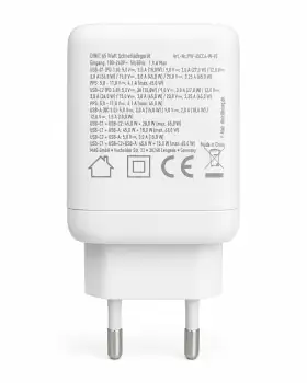 Caricabatterie/alimentatore USB C/C/A 65 W Caricabatterie rapido Power Delivery 3.0, tecnologia PPS