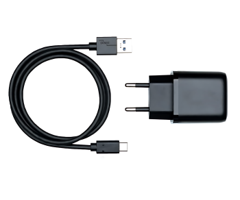 USB PD/QC 3.0 charging adapter incl. A to C cable 20W, 3.6V~5.9V/3A; 6~9V/2A; 9V~12V/1.5A, black, DINIC box with Euro hole, 1m