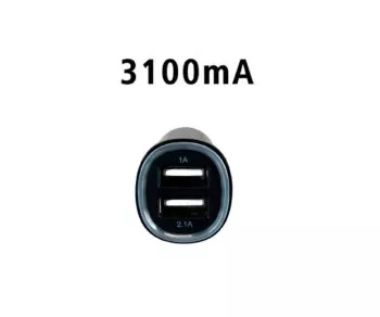 DINIC USB car charger adapter 12-24V to 2 x USB 5V 3.1A USB type A, 1x 1000mA + 1x 2100mA, CE, black, DINIC polybag