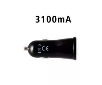 DINIC USB avtomobilski polnilni adapter 12-24V na 2 x USB 5V 3,1A USB tipa A, 1x 1000mA + 1x 2100mA, CE, črn, DINIC polična vrečka