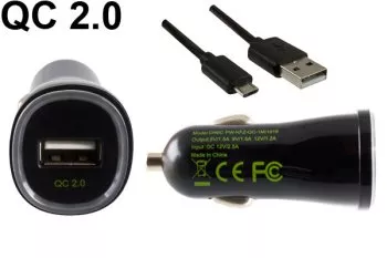 Chargeur rapide USB pour voiture, adaptateur de charge + câble USB 1,00m, entrée 12V DC, sortie 5V 1,5A/9V 1,5A/12V 1,2A