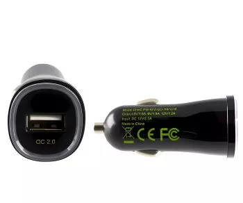 USB auto snellader, laadadapter + USB kabel, ingang 12V DC, uitgang 5V 1.5A/9V 1.5A/12V 1.2A, zwart, DINIC blister, 1.00m