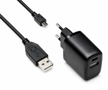Adaptateur de charge USB PD/QC 3.0 avec câble micro USB 20W, 3,6V~5,9V/3A ; 6~9V/2A ; 9V~12V/1,5A, noir, boîte DINIC avec trou européen, 2m