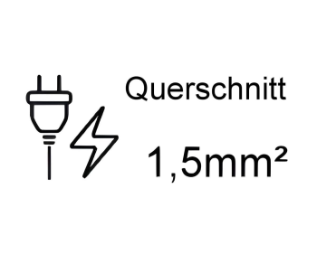 Power cable with an extra-large cross-section of 1.5mm
