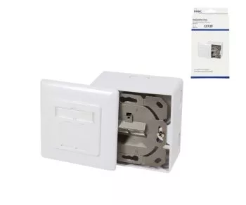 DINIC Box, Cat.6/5 nettverkskontakt dobbel, RJ45-kontakt universal innfelt og utenpåliggende, skjermet, LSA