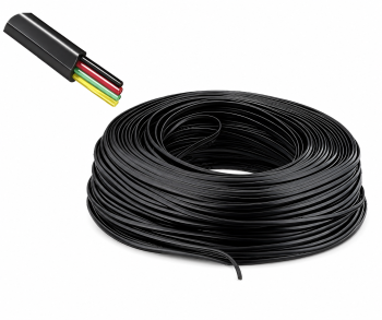 Telefon-Flachbandkabel, 4-adrig, AWG 30, Rolle, schwarz, Länge 100m