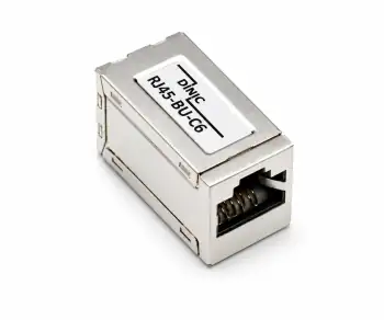 DINIC RJ45 Cat.6A/5e Kupplung Buchse auf Buchse RJ45 Bu./Bu., geschirmt, Vollmetall, DINIC Box mit Euroloch