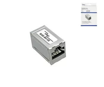 DINIC RJ45 Cat.6A/5e female to female RJ45 jack, shielded, full metal, DINIC box with Euro hole