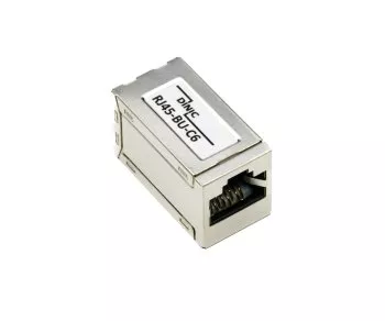 DINIC RJ45 Cat.6A/5e female to female RJ45 jack, shielded, full metal, DINIC box with Euro hole