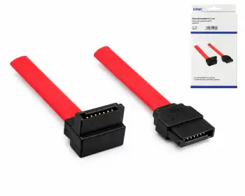 Cavo DINIC S-ATA 1, 2, 3, da S-ATA diritto a S-ATA 90° ad angolo retto, scatola DINIC con foro Euro, 0,50 m