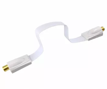 SAT Kabel F Buchse auf F Buchse, Fensterdurchführung, extrem flach, weiß, DINIC Box mit Euroloch, Länge 0,26m