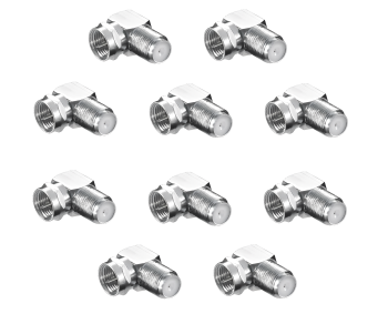 Kampinis adapteris F kištukas / F lizdas 90°, 10 vnt., DINIC polietileninis maišelis