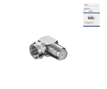 F-pistiku ja F-pesa 90° nurkadapter, vask, DINIC-karp koos euroauguga