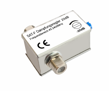 SAT-dæmper 0 dB - 20 dB, F-stik til F-stik, DINIC-blisterpakning