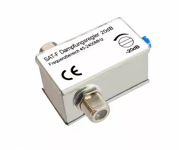 SAT-Dämpfungsregler 0 dB - 20 dB, F-Stecker auf F-Stecker, DINIC Blister