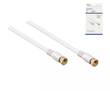 Cabo coaxial SAT 2x conetor F, 120dB, 1,5m, conectores banhados a ouro, blindagem quádrupla, branco, caixa DINIC