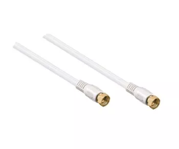 DINIC SAT coaxial cable 2x F-plug, 120dB, 10m gold-plated connectors, quad shielded, white