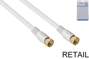 DINIC SAT coaxkabel F-connector naar connector, verguld, viervoudig afgeschermd, wit, DINIC blister, lengte 10,00m