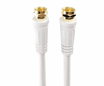 DINIC SAT cablu coaxial conector F la conector, placat cu aur, ecranat cvadruplu, alb, DINIC blister, lungime 10.00m