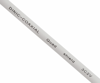 DINIC SAT cablu coaxial conector F la conector, placat cu aur, ecranat cvadruplu, alb, DINIC blister, lungime 10.00m