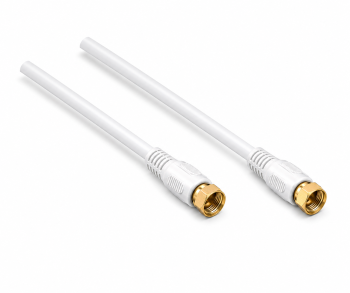 Cabo coaxial DINIC SAT 2x conetor F, 120dB, conectores banhados a ouro, blindagem quádrupla, branco, blister DINIC, comprimento 5m
