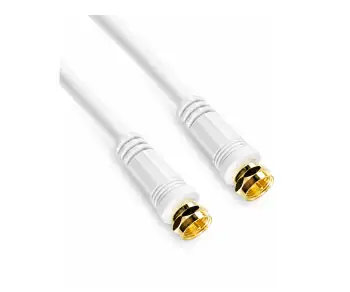DINIC SAT Koaxialkabel 7,5m F-Stecker auf Stecker, vergoldet, vierfach geschirmt, weiß, DINIC Blister