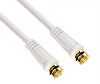 DINIC SAT coaxial cable F plug to plug, gold-plated, quadruple shielded, white, DINIC box with Euro hole, length 7.50m
