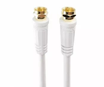 SAT Koaxialkabel 2x F-Stecker, 120dB, vergoldete Anschlüsse, vierfach geschirmt, weiß, DINIC Box mit Euroloch, Länge 1,50m