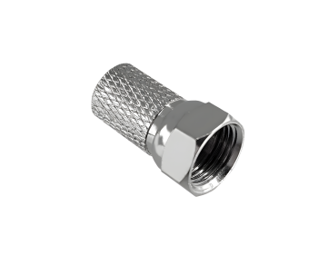 DINIC F-Aufdreh-Stecker für 7,3mm Kabel, Kupfer, Menge: 8 Stück, DINIC Box mit Euroloch, Länge 20mm