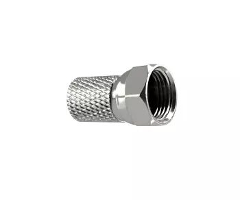 Connettore F twist-on per cavo 7,3mm, rame, quantità: 2 pezzi, scatola DINIC con foro Euro, lunghezza 20mm