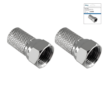 F conetor de torção para cabo 7,3mm, cobre, quantidade: 2 peças, caixa DINIC com furo Euro, comprimento 20mm