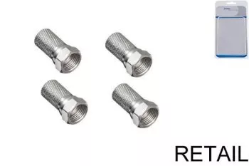 F-Stecker für Kabel-Ø 8,2mm, Länge 20mm, Menge: 4 Stück, Blister