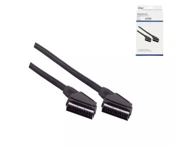 Cablu Scart DINIC 21-pini cu fișă/plug, 1,5 m tip U, cablu ø 7 mm, negru, cutie DINIC