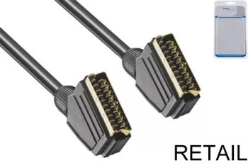 DINIC Scart cable 21 pin male to male, type U, with gold plated contacts, black, length 3,00m, blister