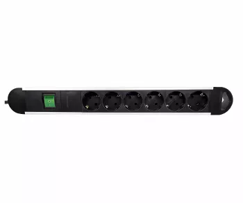 Multiple socket outlet with overvoltage protection, 6-way aluminium, 1.40 m cable
