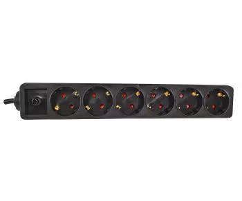 Contactdoosstrip voor UPS-systemen, 6-voudig, overspanningsbeveiliging 10A, met C14-stekker, CE, kabellengte 1,50m