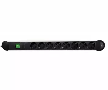 Multiple socket outlet with overvoltage protection, 8-way aluminium, 1.4m cable, slim design