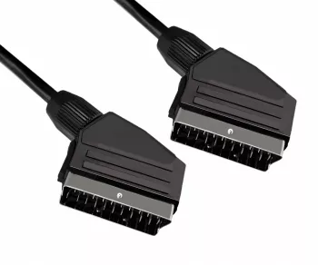 DINIC Scartkabel 21 pol. Stecker/Stecker, Typ U, Kabel ø 7 mm, schwarz, DINIC Box mit Euroloch, Länge 1,50m